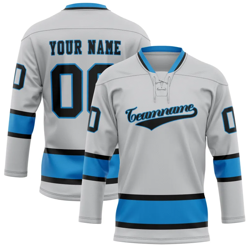 Custom Gray Blue Solid Colour Hockey Jersey sold by Tailorly