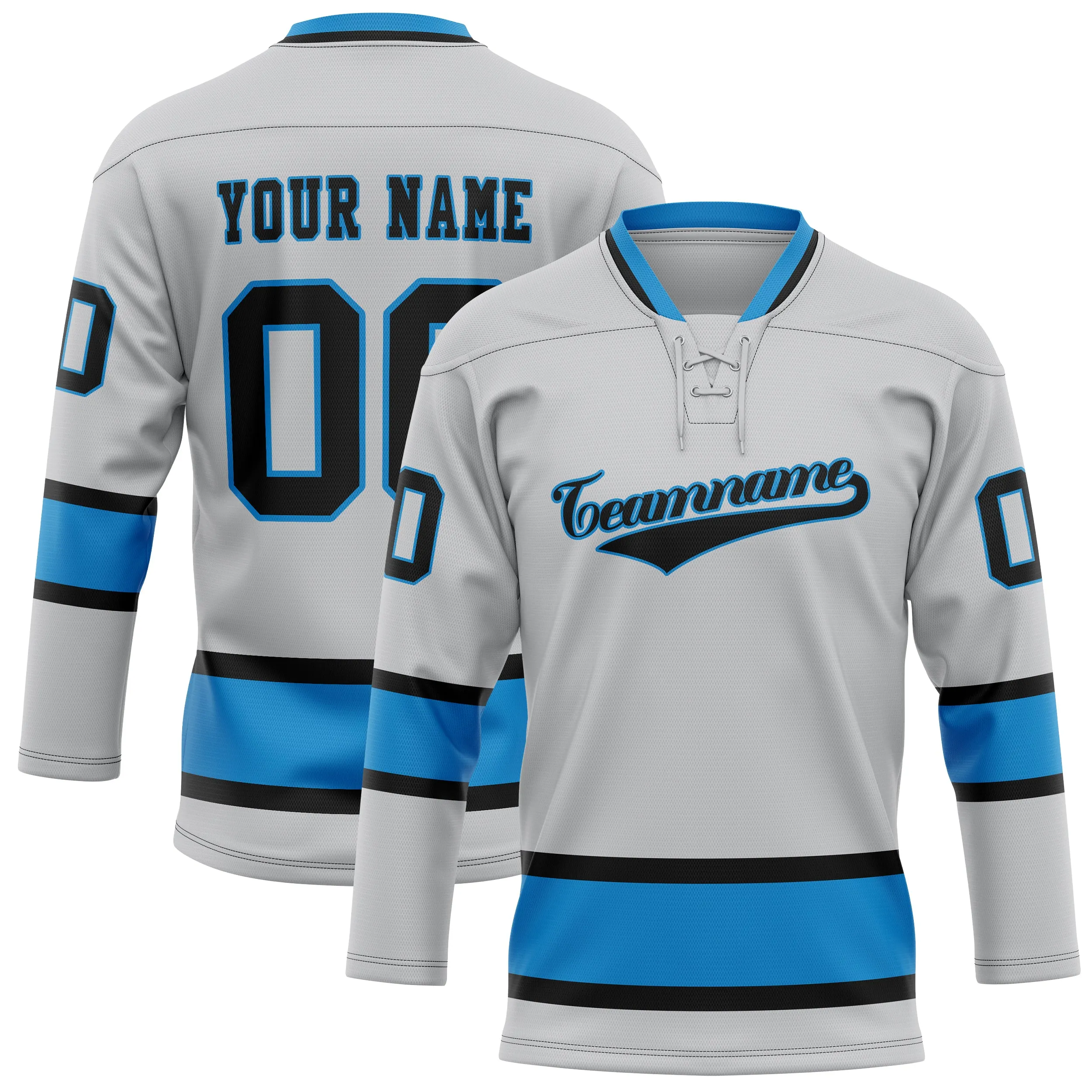 Custom Gray Blue Solid Colour Hockey Jersey sold by Tailorly