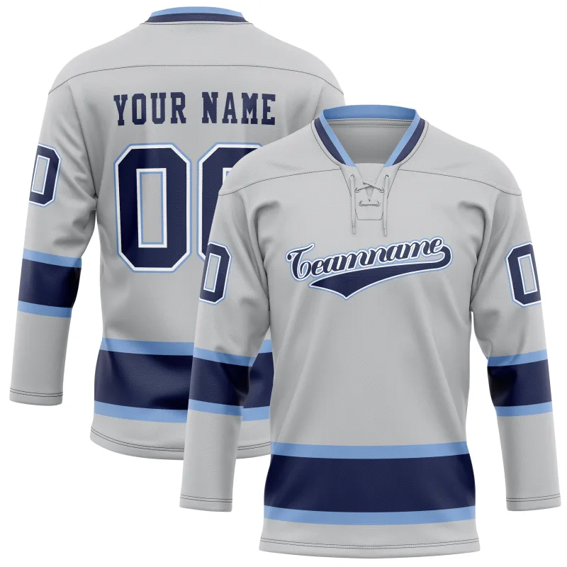 Custom Gray Navy Solid Colour Hockey Jersey sold by Tailorly