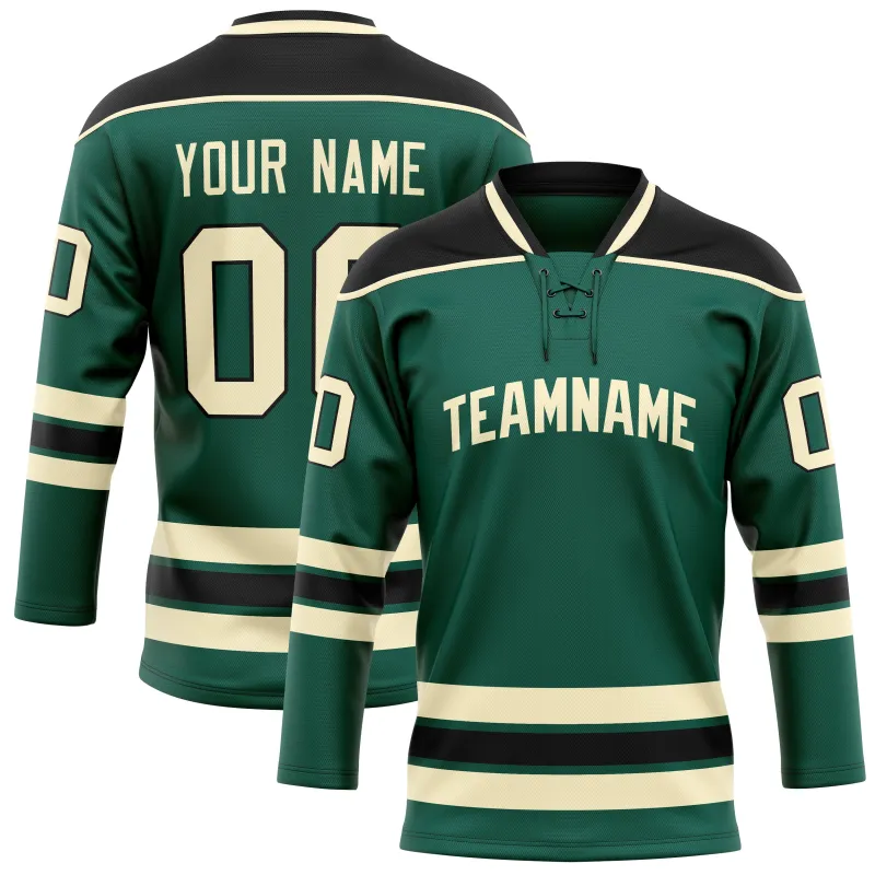 Custom Green Cream Solid Colour Hockey Jersey sold by Tailorly