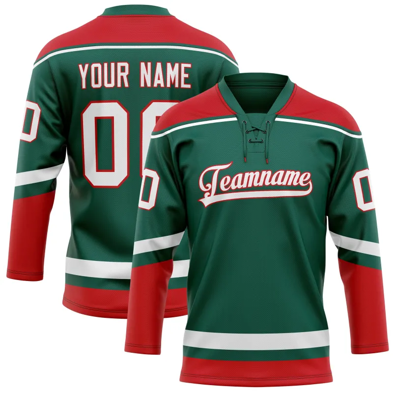 Custom Green Red Solid Colour Hockey Jersey sold by Tailorly