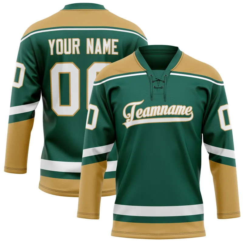 Custom Green Old Gold Solid Colour Hockey Jersey sold by Tailorly