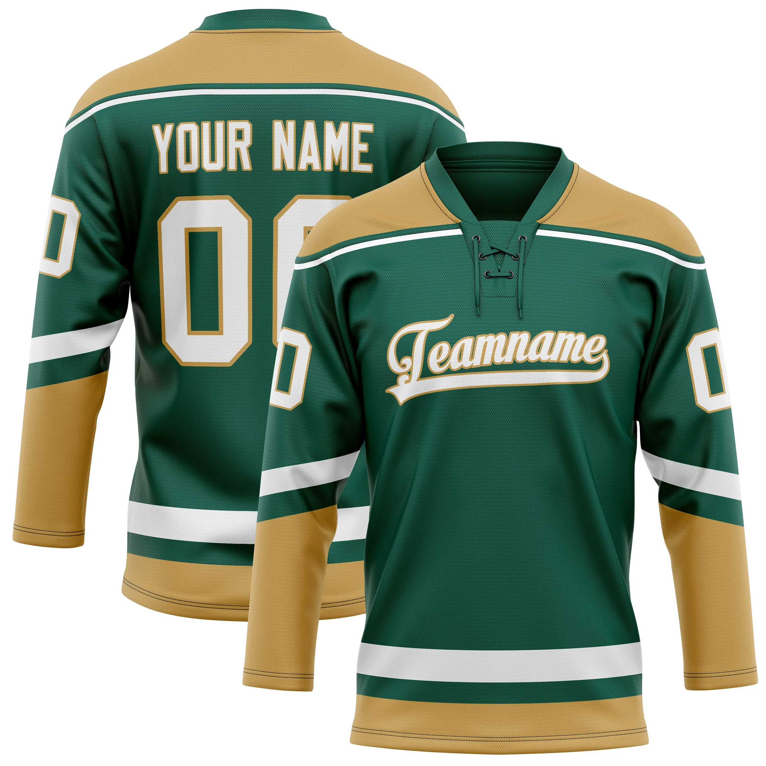 Custom Green Old Gold Solid Colour Hockey Jersey sold by Tailorly