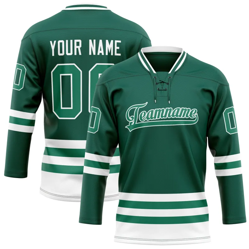 Custom Green White Solid Colour Hockey Jersey sold by Tailorly