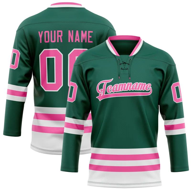 Custom Green Pink Solid Colour Hockey Jersey sold by Tailorly