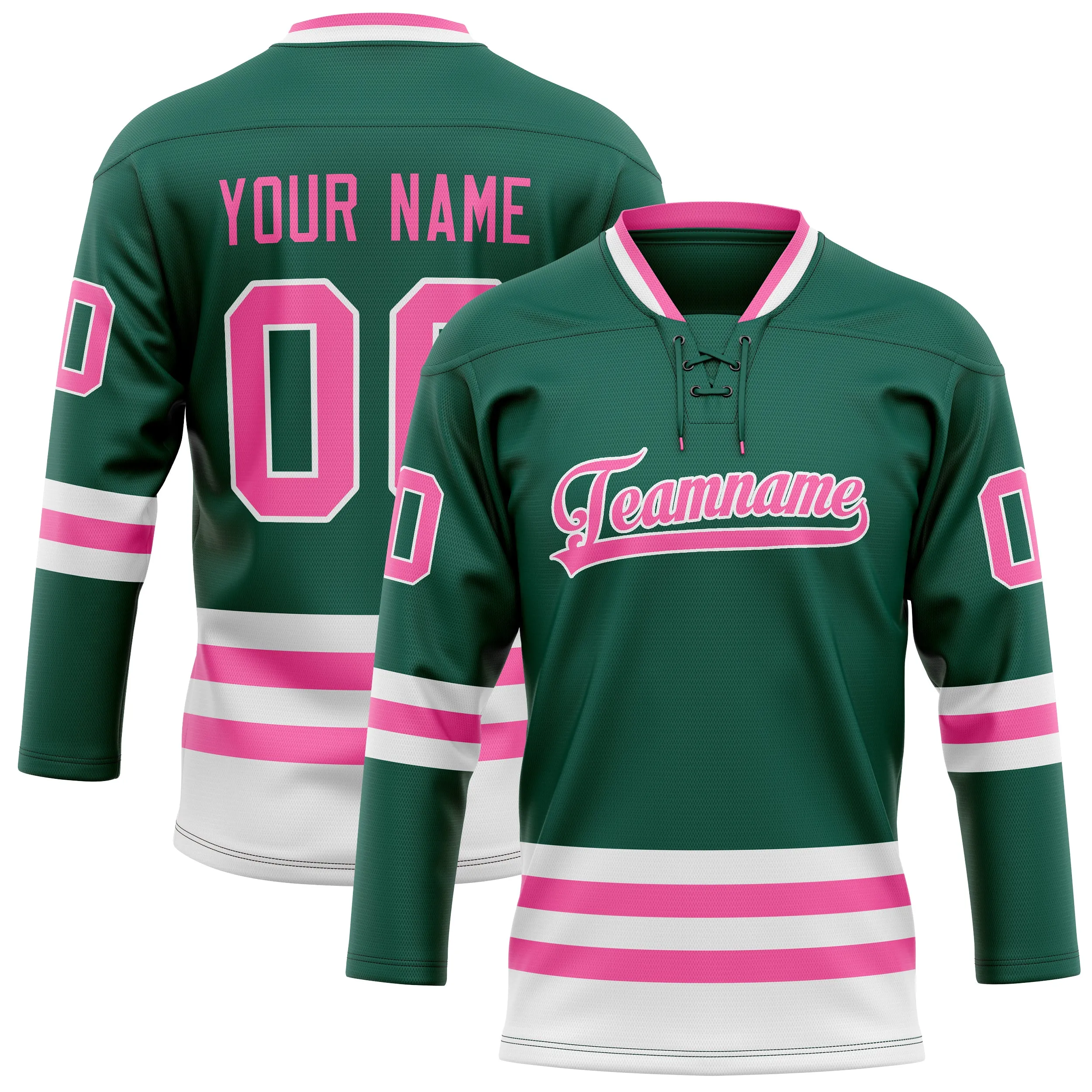 Custom Green Pink Solid Colour Hockey Jersey sold by Tailorly