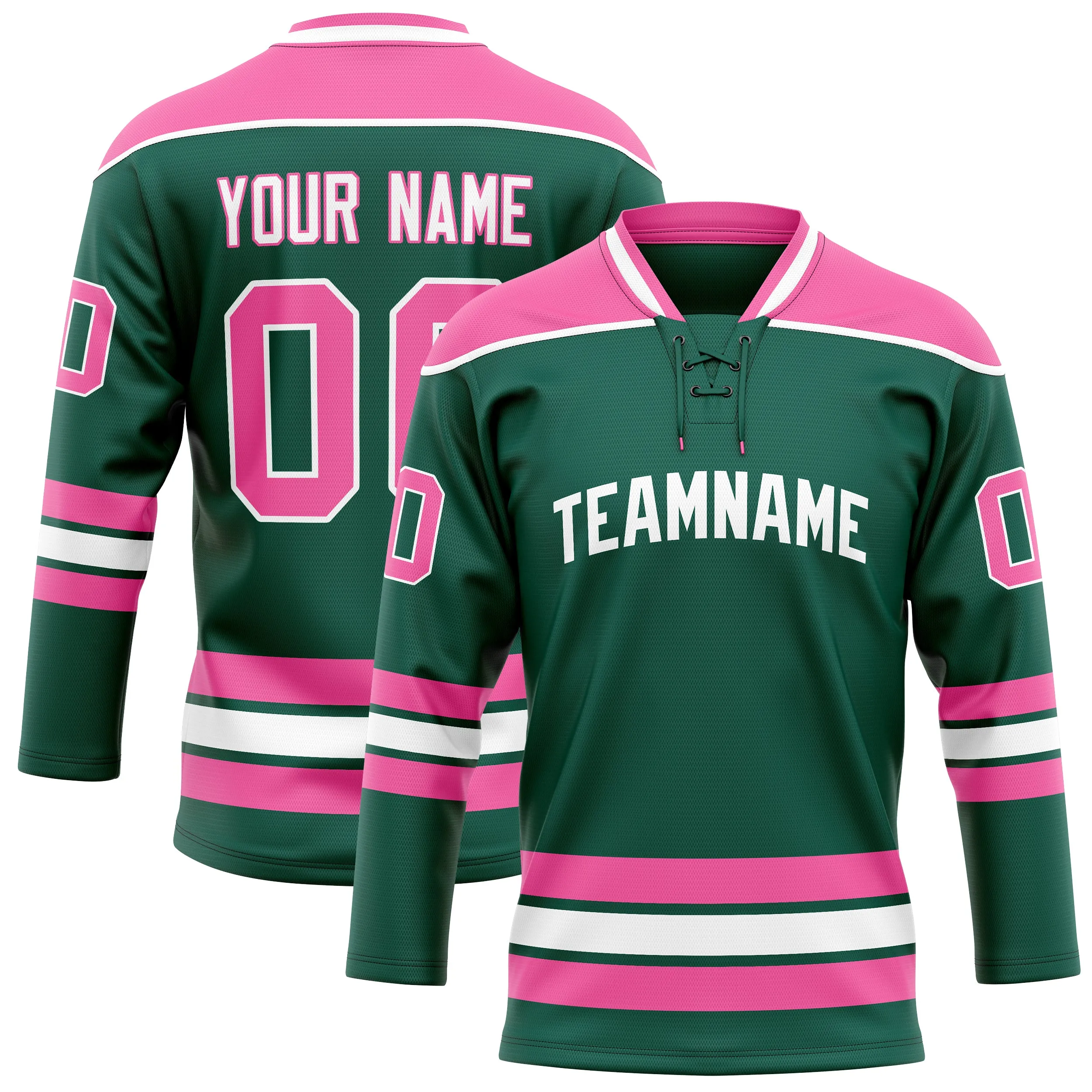Custom Green Pink Solid Colour Hockey Jersey sold by Tailorly