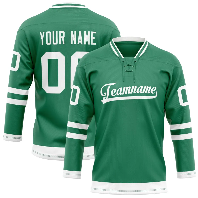 Custom Green White Solid Colour Hockey Jersey sold by Tailorly