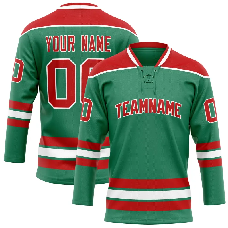 Custom Green Red Solid Colour Hockey Jersey sold by Tailorly