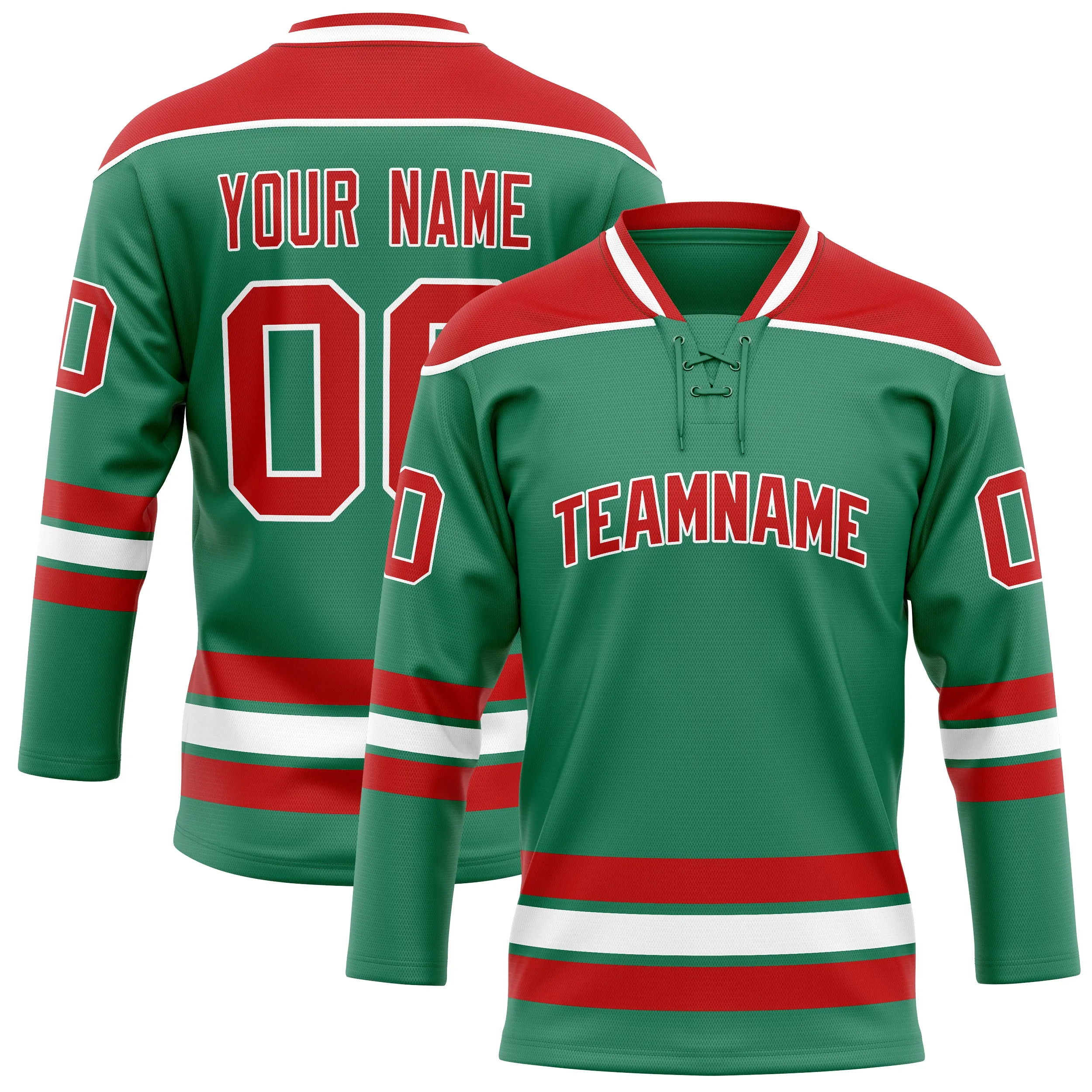 Custom Green Red Solid Colour Hockey Jersey sold by Tailorly