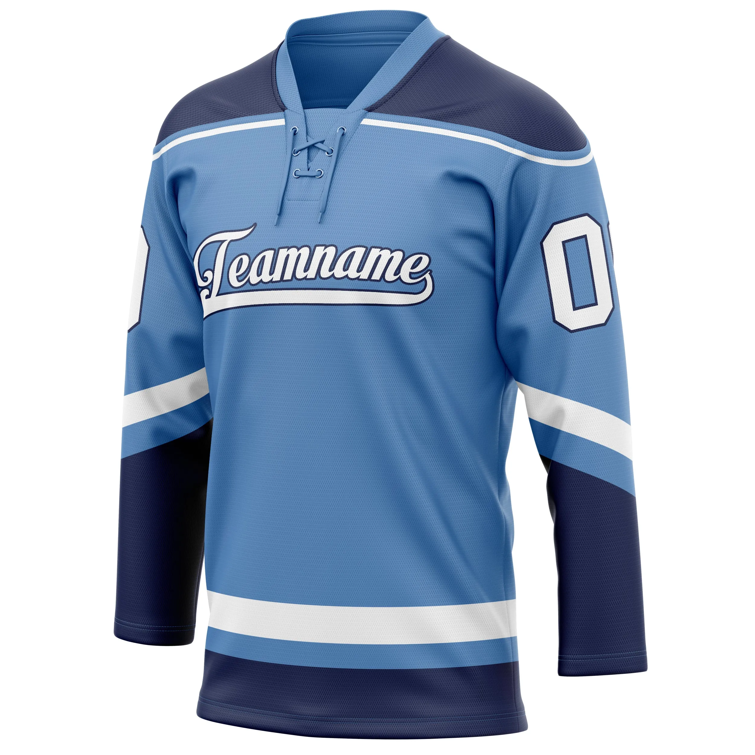 Custom Light Blue Navy Solid Colour Hockey Jersey sold by Tailorly product image thumbnail 3