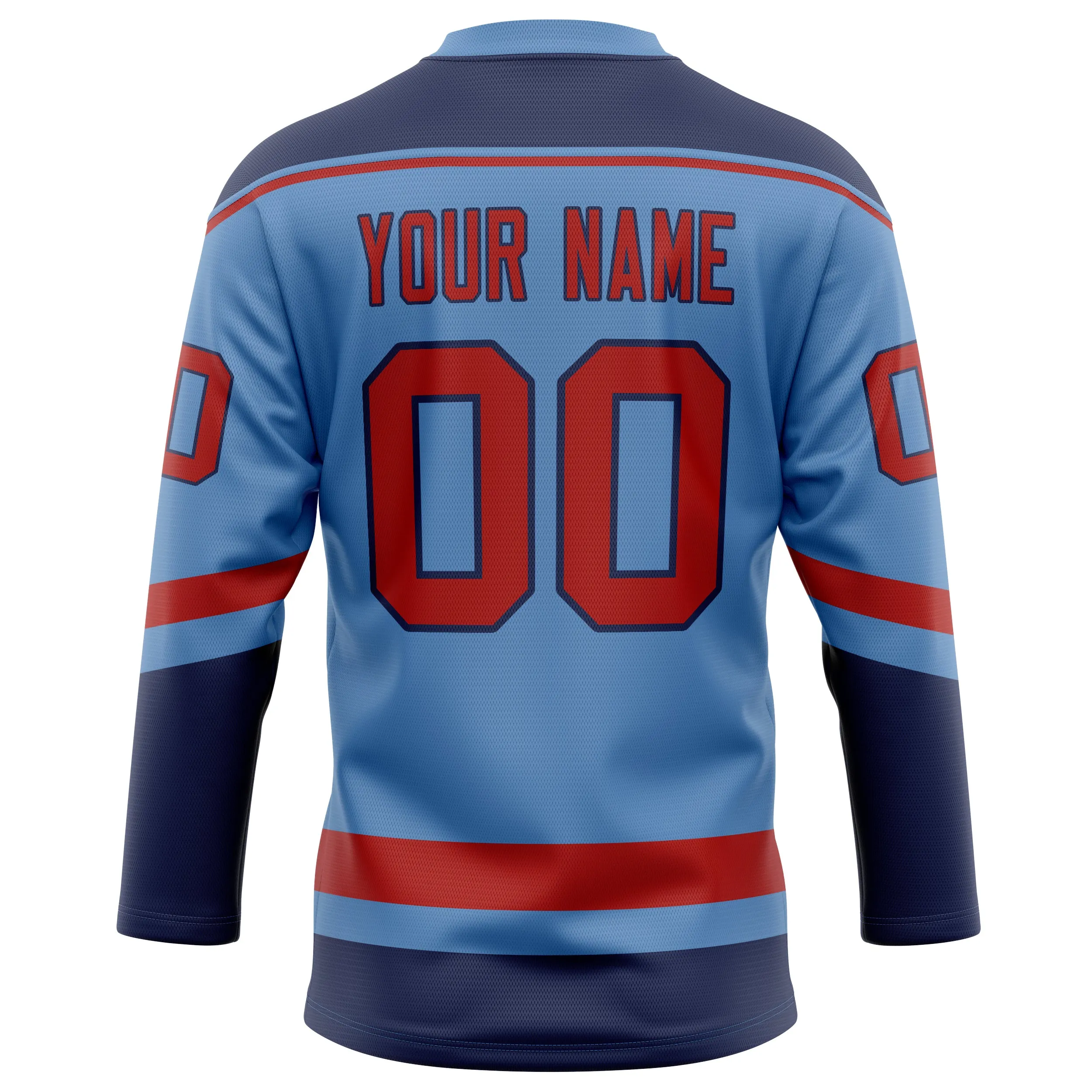 Custom Light Blue Red Solid Colour Hockey Jersey sold by Tailorly product image thumbnail 4