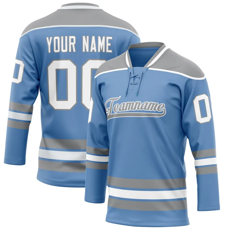 Custom Light Blue Gray Solid Colour Hockey Jersey sold by Tailorly