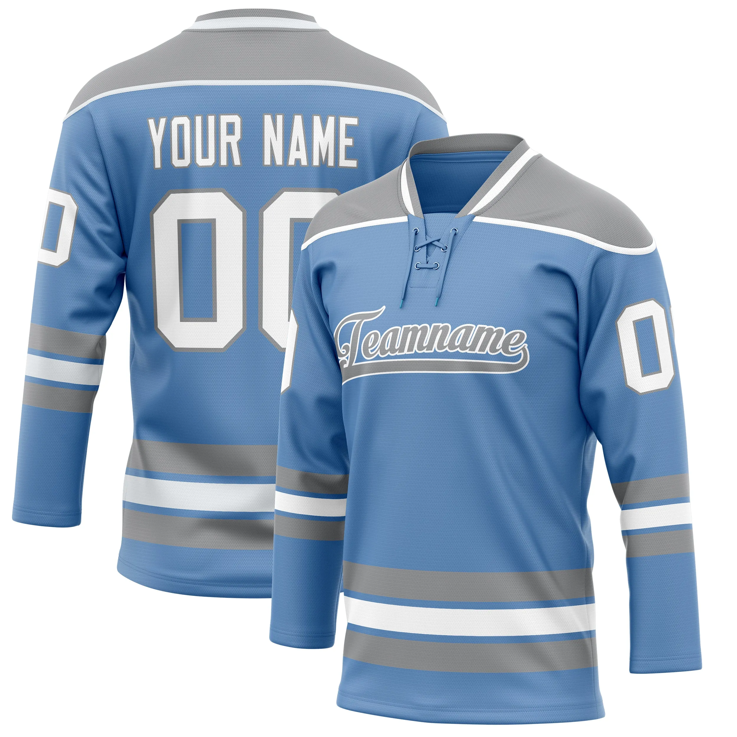 Custom Light Blue Gray Solid Colour Hockey Jersey sold by Tailorly