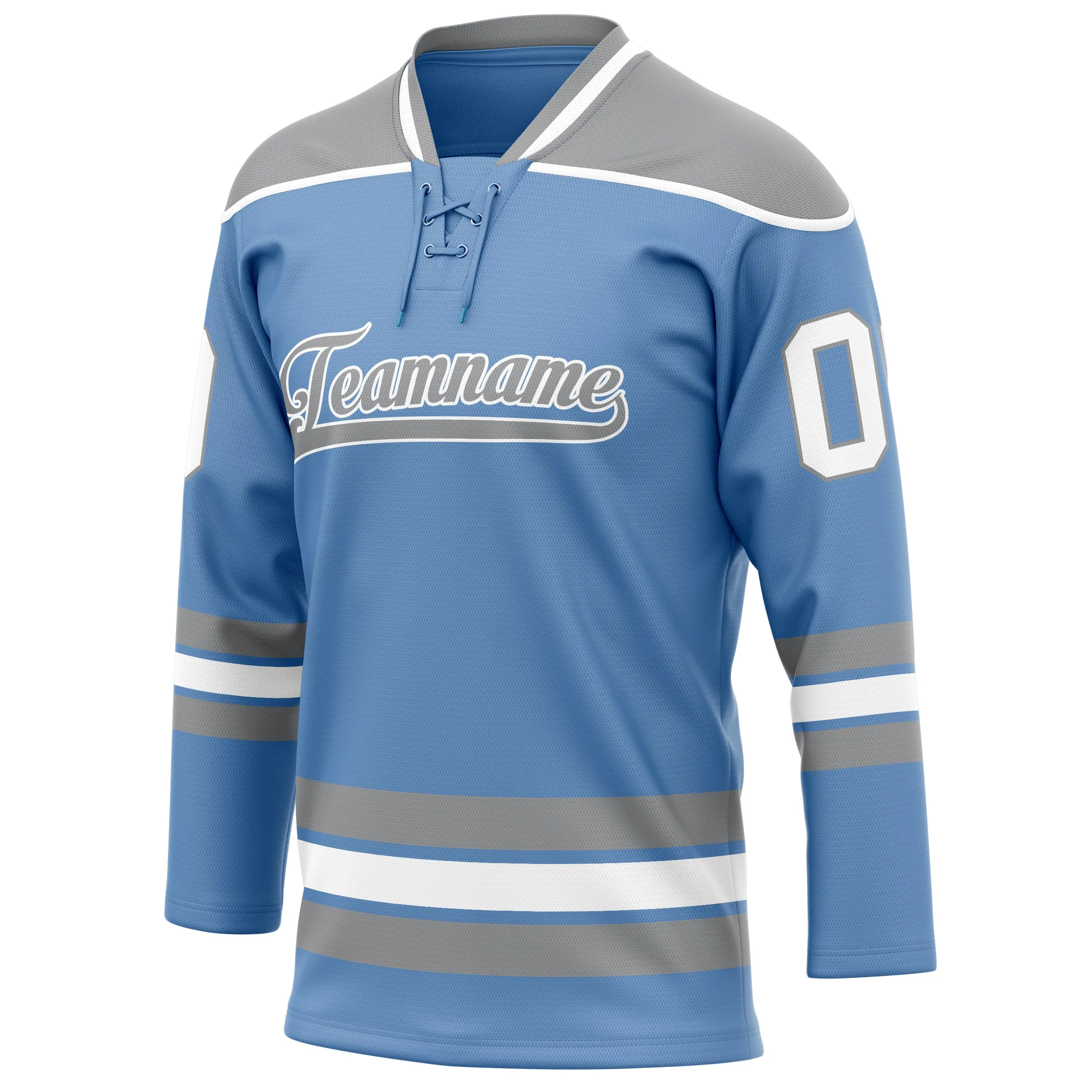 Custom Light Blue Gray Solid Colour Hockey Jersey sold by Tailorly product image thumbnail 3