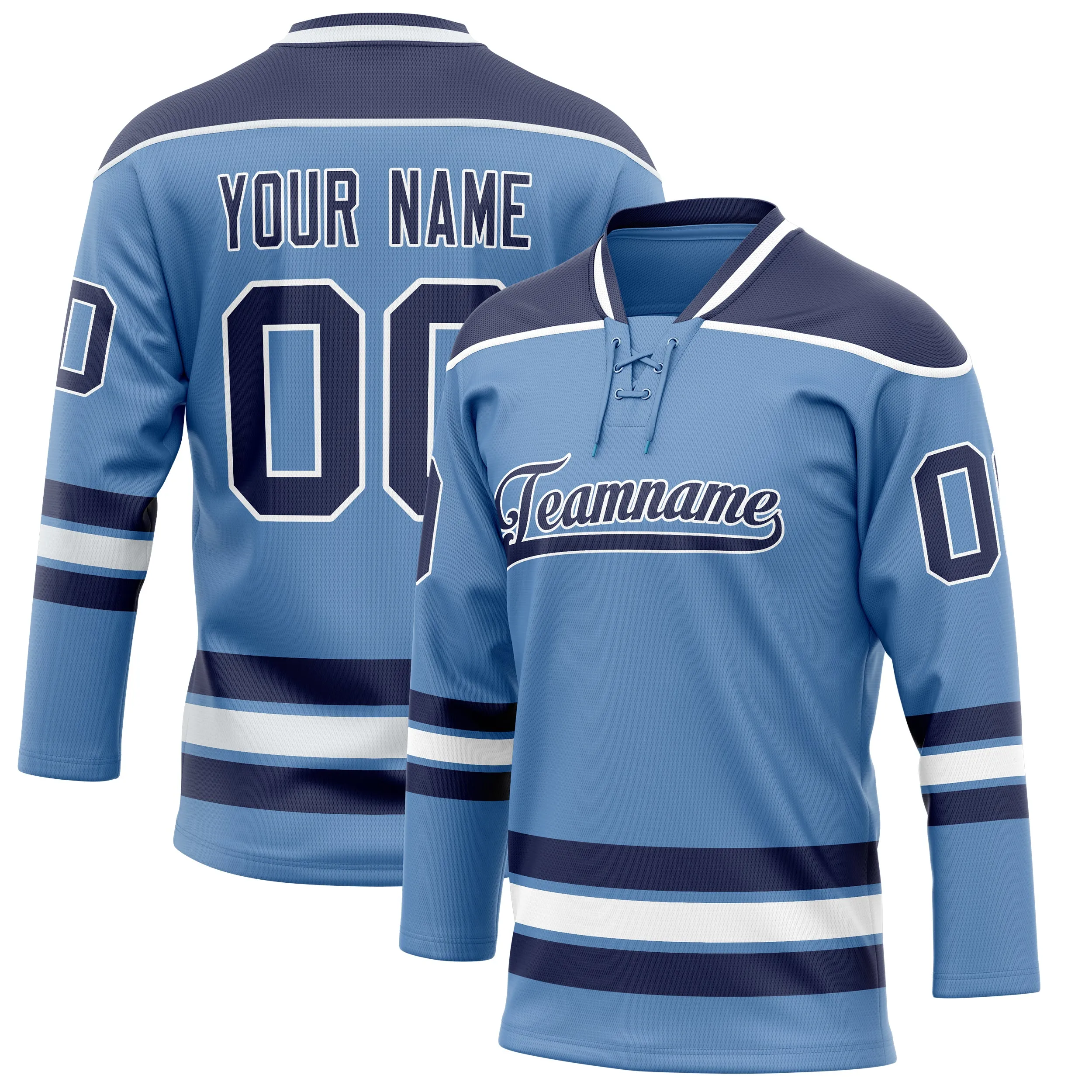 Custom Light Blue Navy Solid Colour Hockey Jersey sold by Tailorly