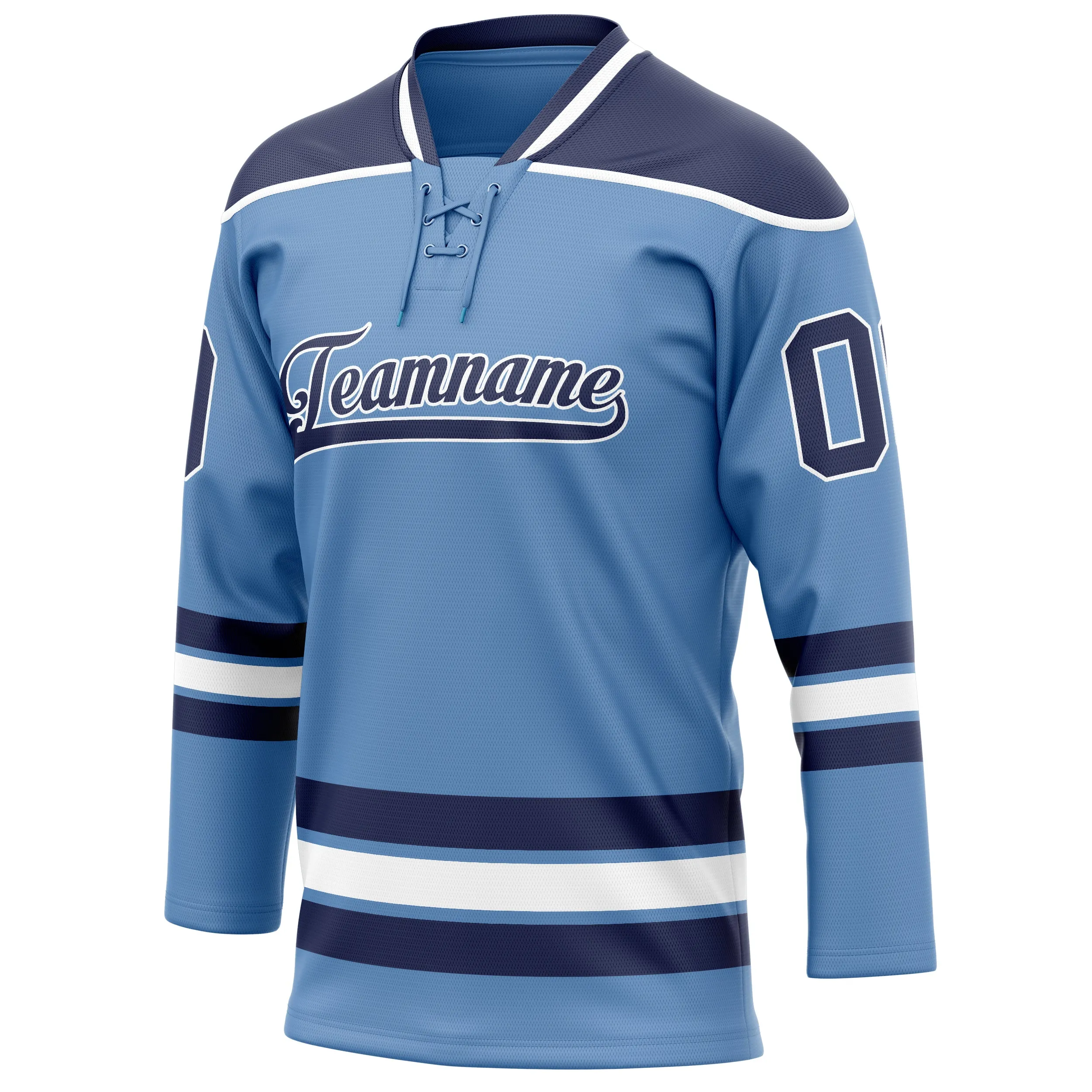 Custom Light Blue Navy Solid Colour Hockey Jersey sold by Tailorly product image thumbnail 3