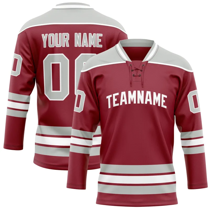 Custom Maroon Gray Solid Colour Hockey Jersey sold by Tailorly