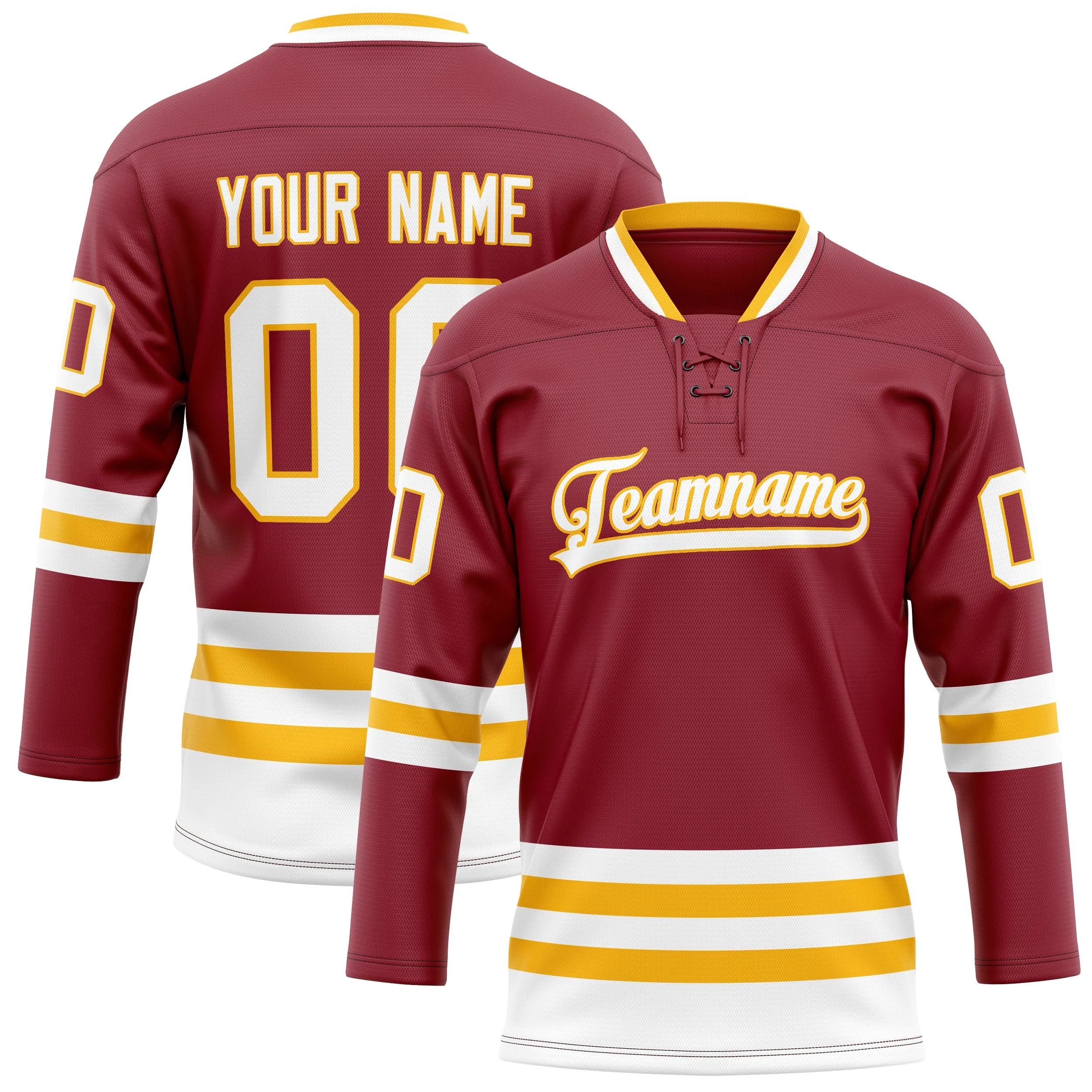 Custom Maroon Gold Solid Colour Hockey Jersey sold by Tailorly