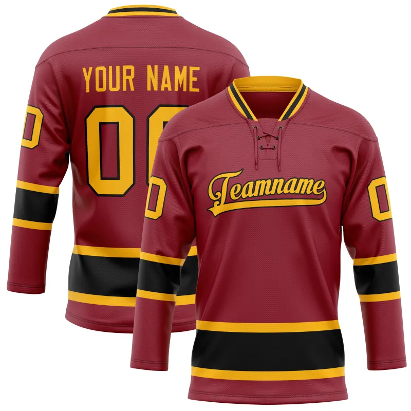 Custom Maroon Gold Solid Colour Hockey Jersey sold by Tailorly