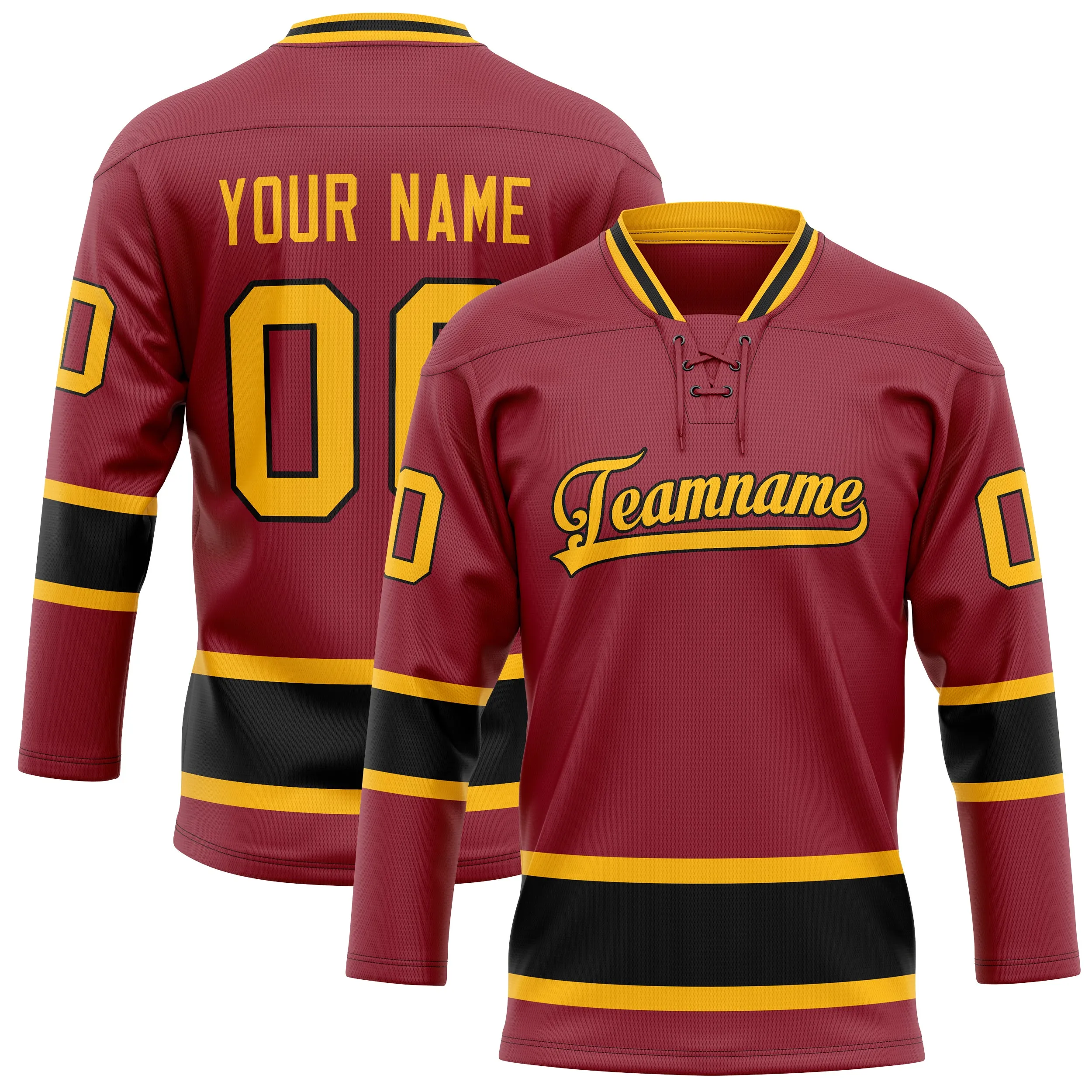Custom Maroon Gold Solid Colour Hockey Jersey sold by Tailorly