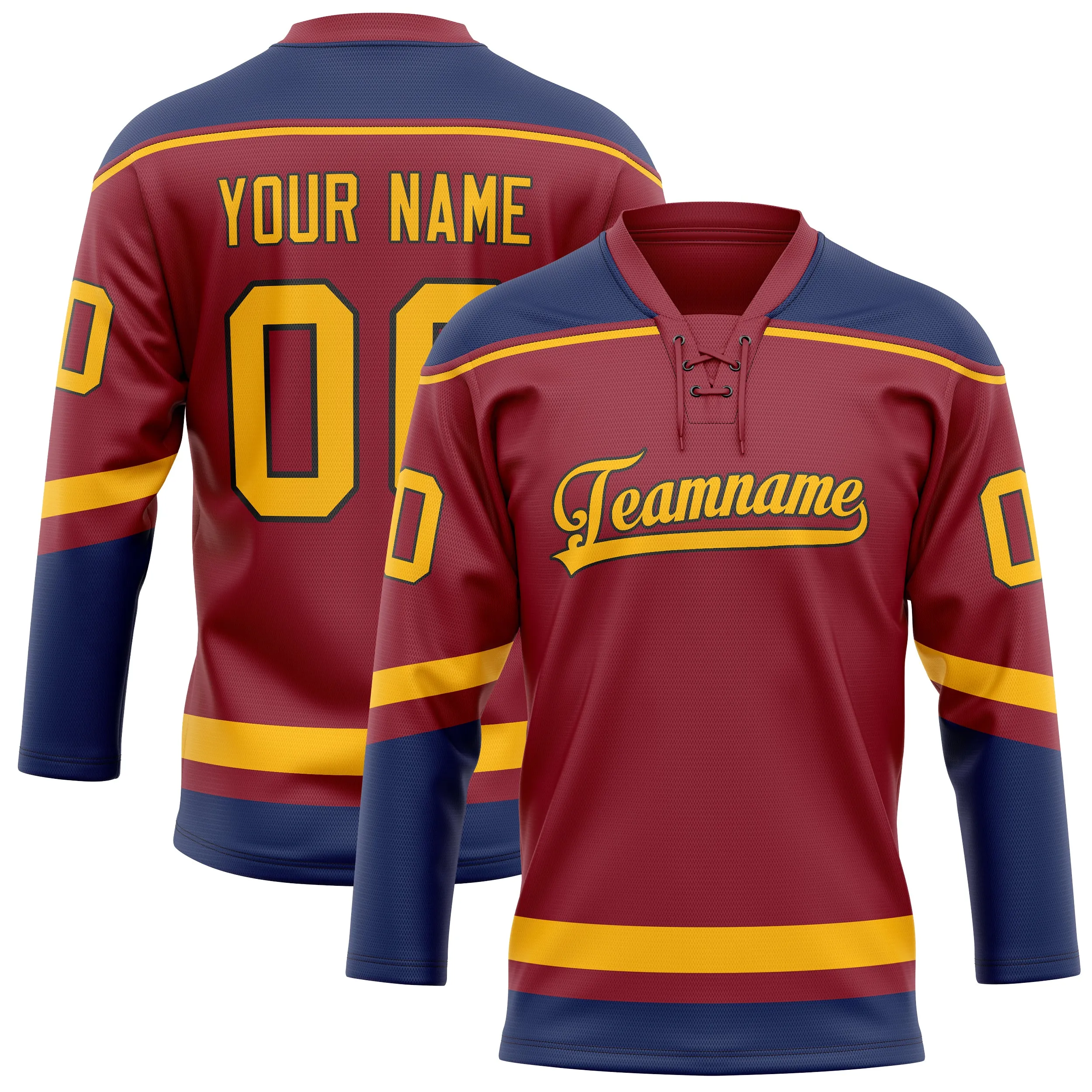Custom Maroon Navy Solid Colour Hockey Jersey sold by Tailorly