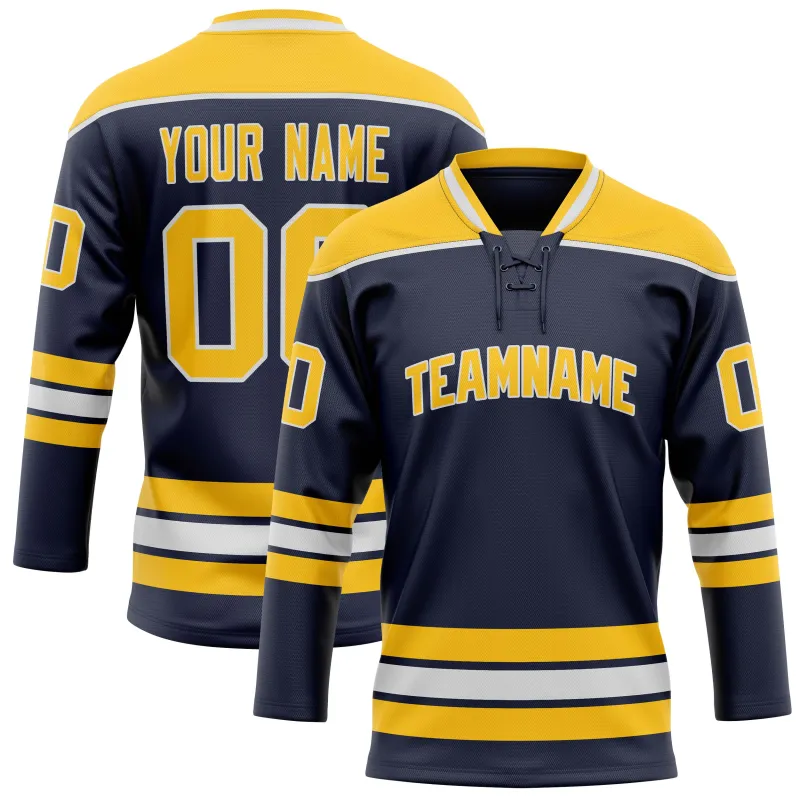 Custom Navy Gold Solid Colour Hockey Jersey sold by Tailorly