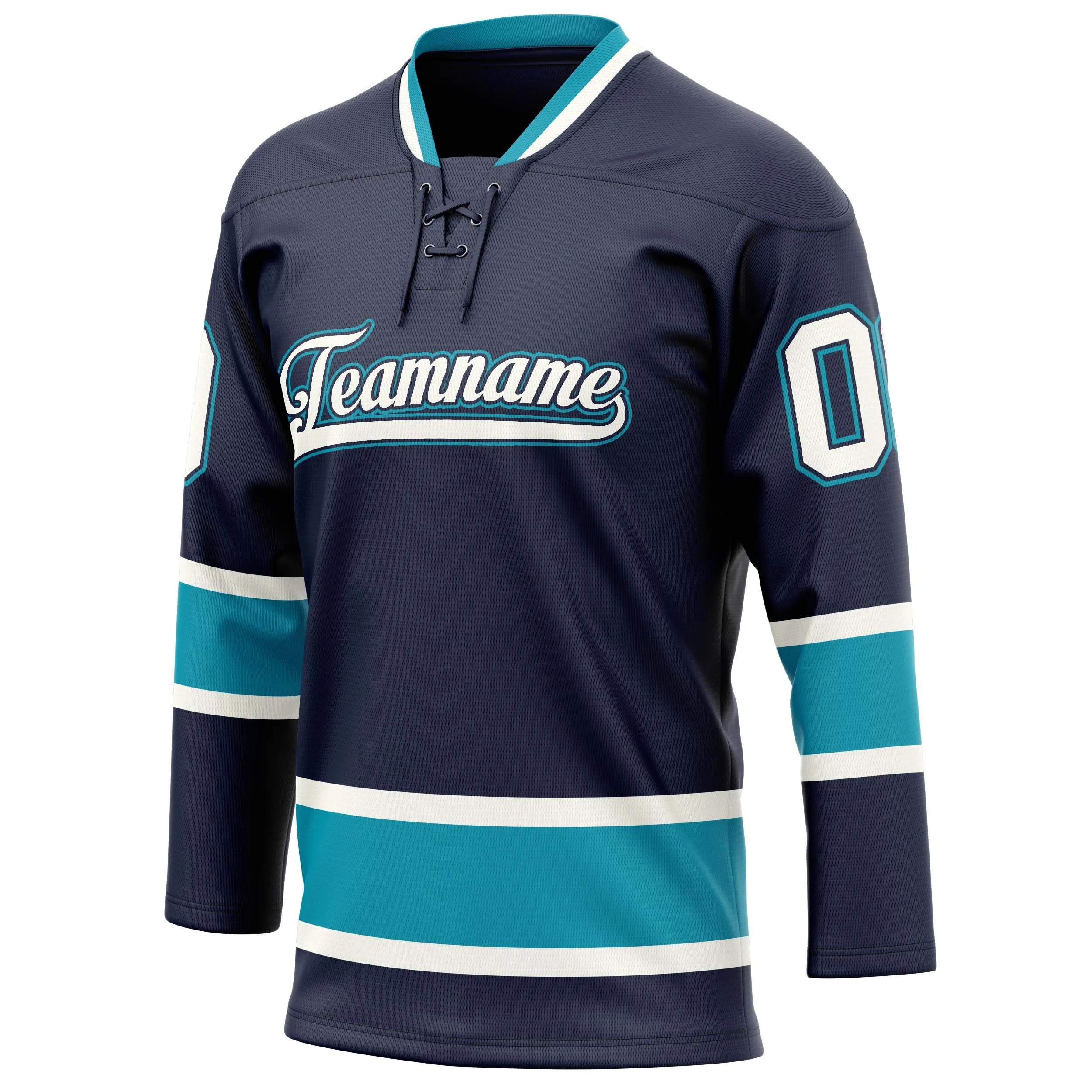 Custom Navy Teal Solid Colour Hockey Jersey sold by Tailorly product image thumbnail 3