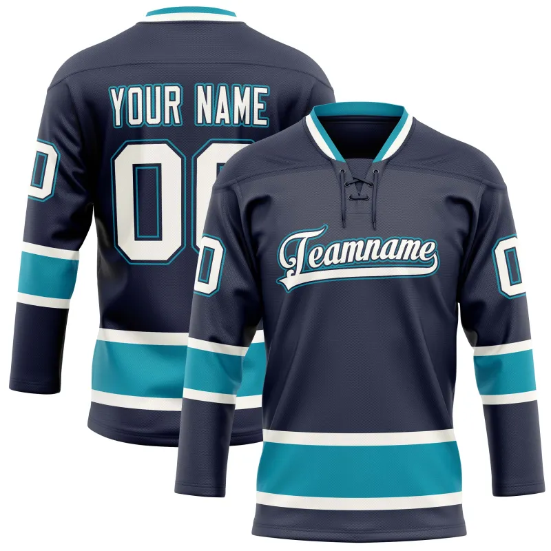 Custom Navy Teal Solid Colour Hockey Jersey sold by Tailorly