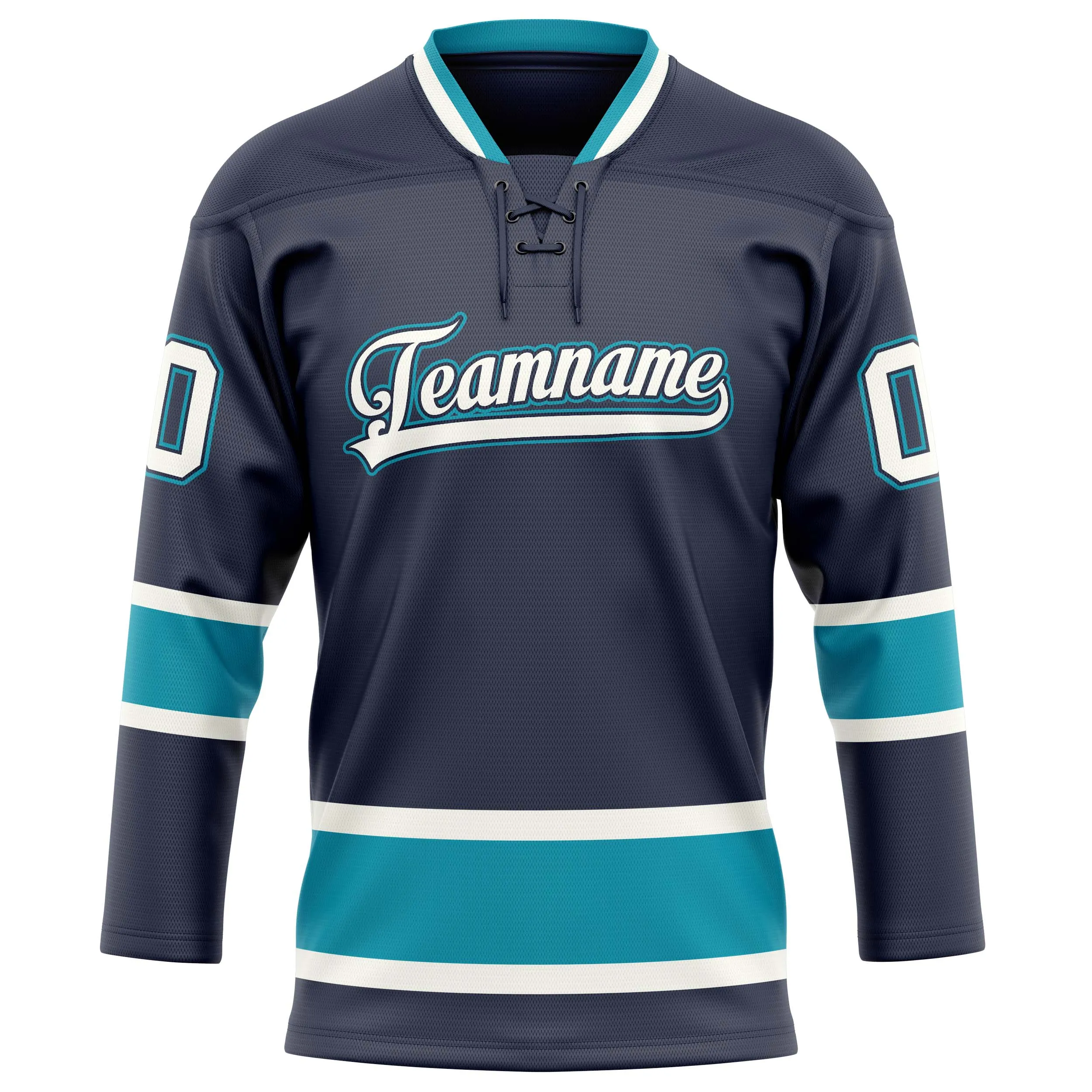 Custom Navy Teal Solid Colour Hockey Jersey sold by Tailorly product image thumbnail 2