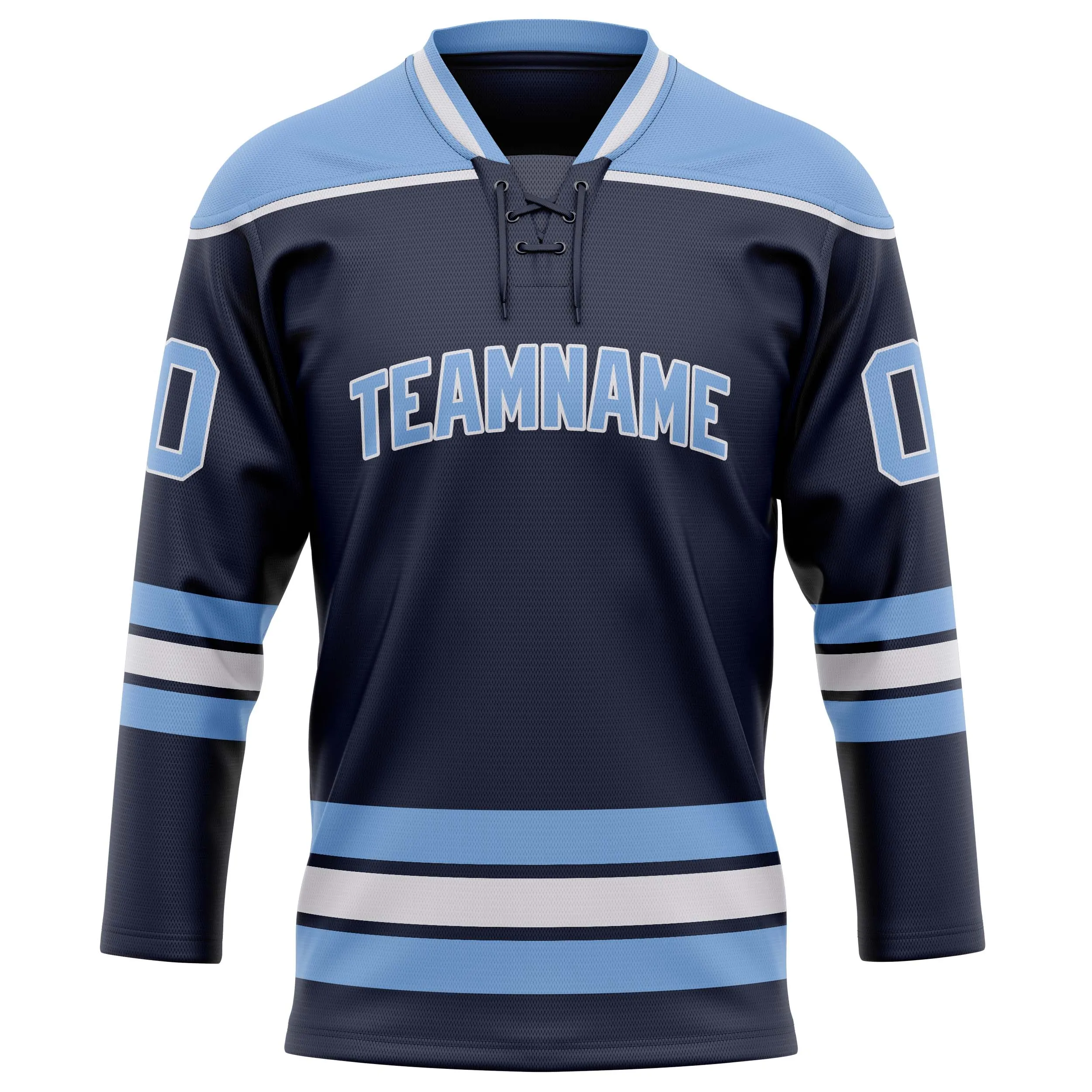 Custom Navy Light Blue Solid Colour Hockey Jersey sold by Tailorly product image thumbnail 2