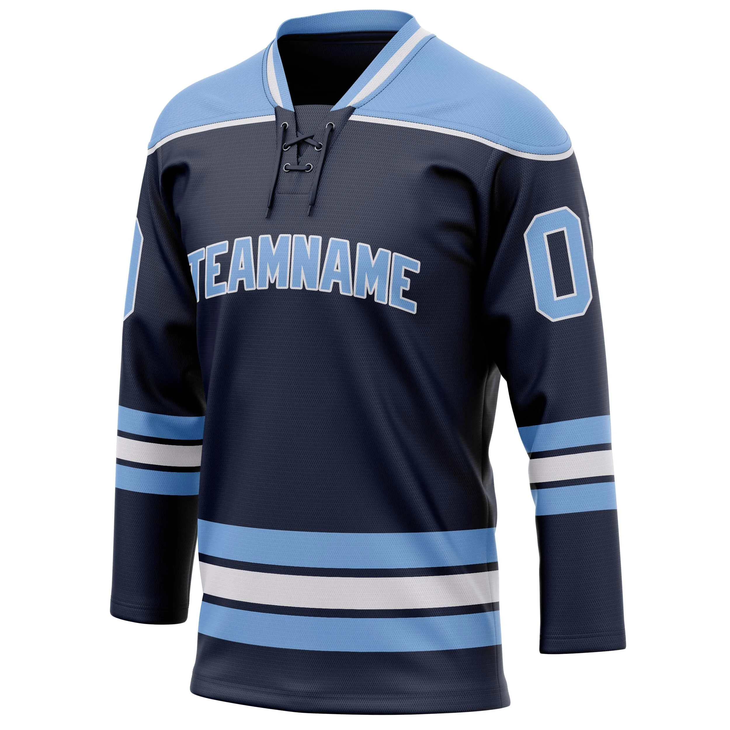 Custom Navy Light Blue Solid Colour Hockey Jersey sold by Tailorly product image thumbnail 3