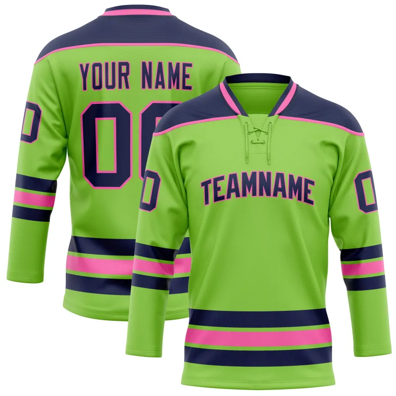 Custom Neon Green Navy Solid Colour Hockey Jersey sold by Tailorly