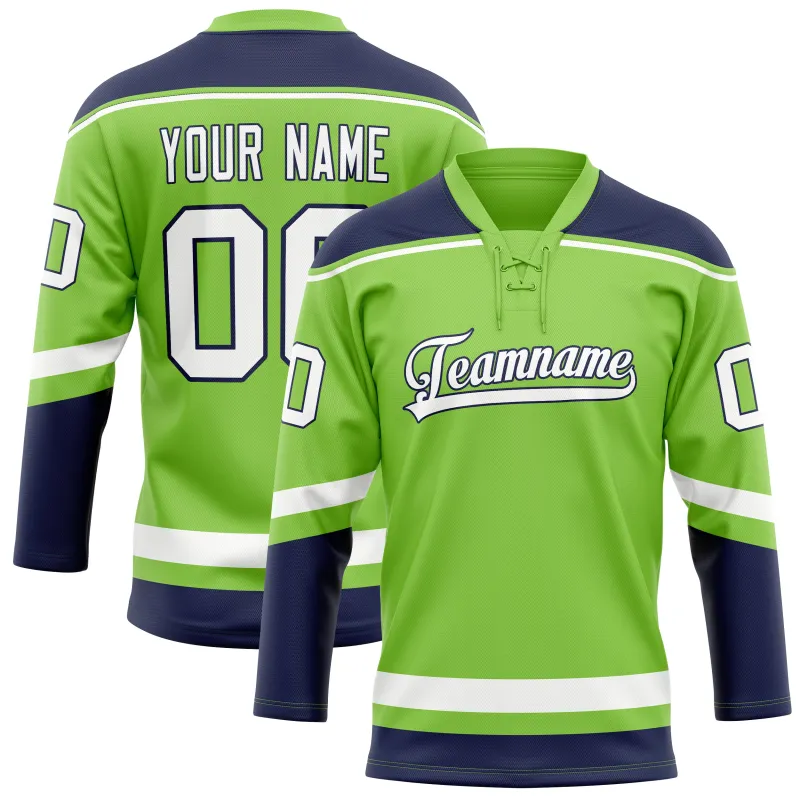 Custom Neon Green White Solid Colour Hockey Jersey sold by Tailorly
