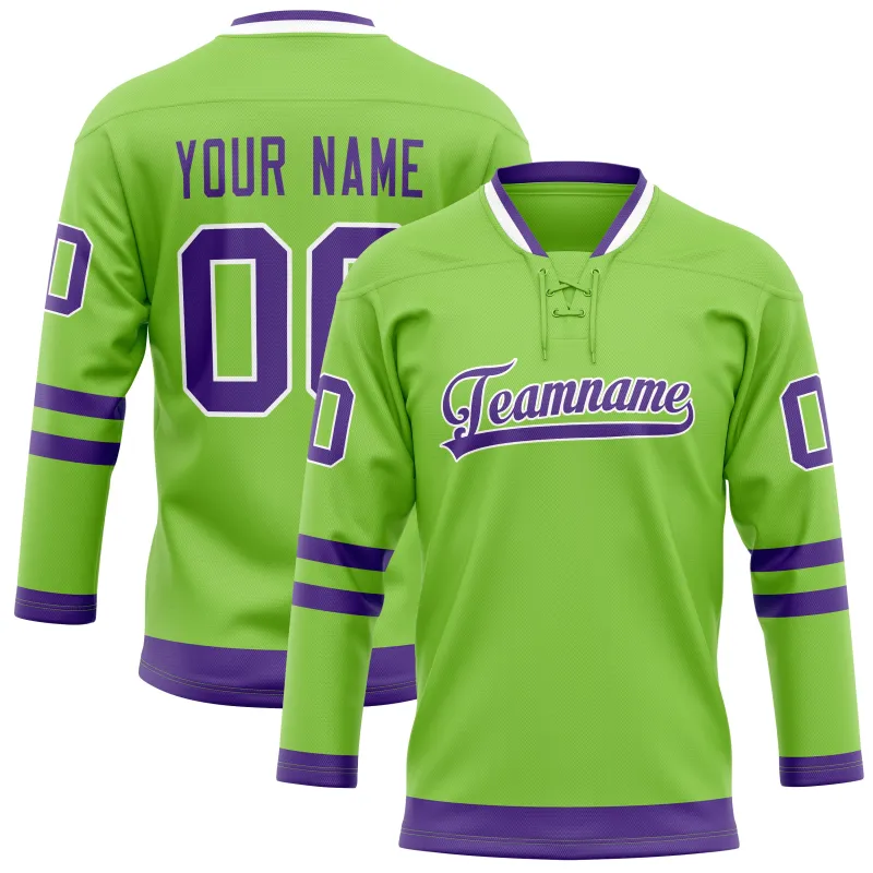 Custom Neon Green Purple Solid Colour Hockey Jersey sold by Tailorly