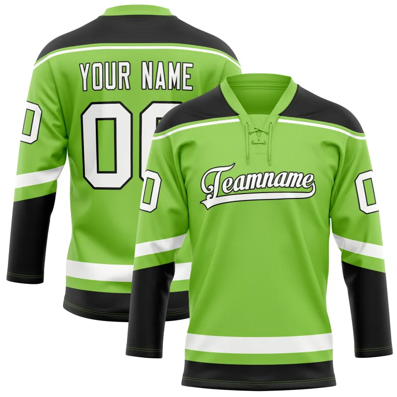 Custom Neon Green Black Solid Colour Hockey Jersey made by Tailorly