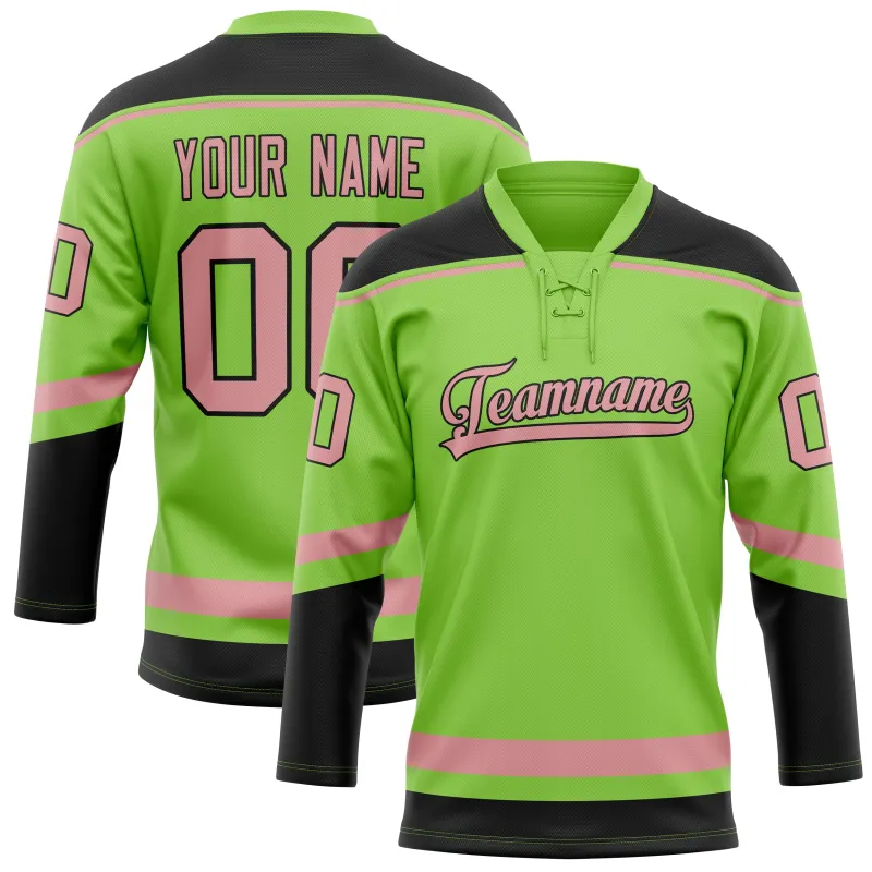 Custom Neon Green Pink Solid Colour Hockey Jersey sold by Tailorly