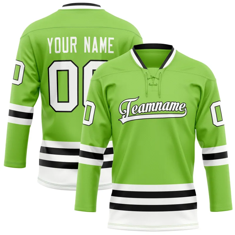 Custom Neon Green White Solid Colour Hockey Jersey sold by Tailorly