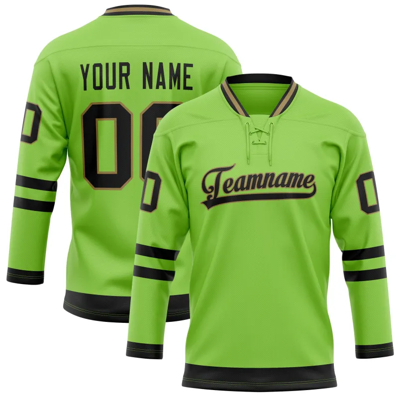 Custom Neon Green Black Solid Colour Hockey Jersey sold by Tailorly
