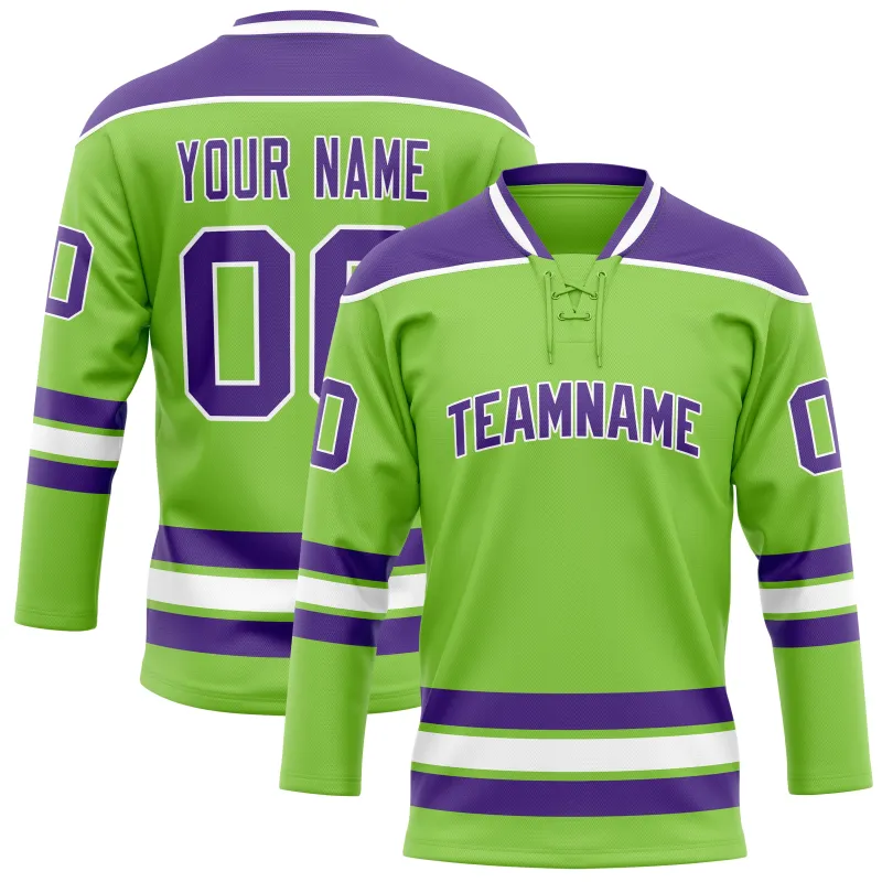 Custom Neon Green Purple Solid Colour Hockey Jersey sold by Tailorly