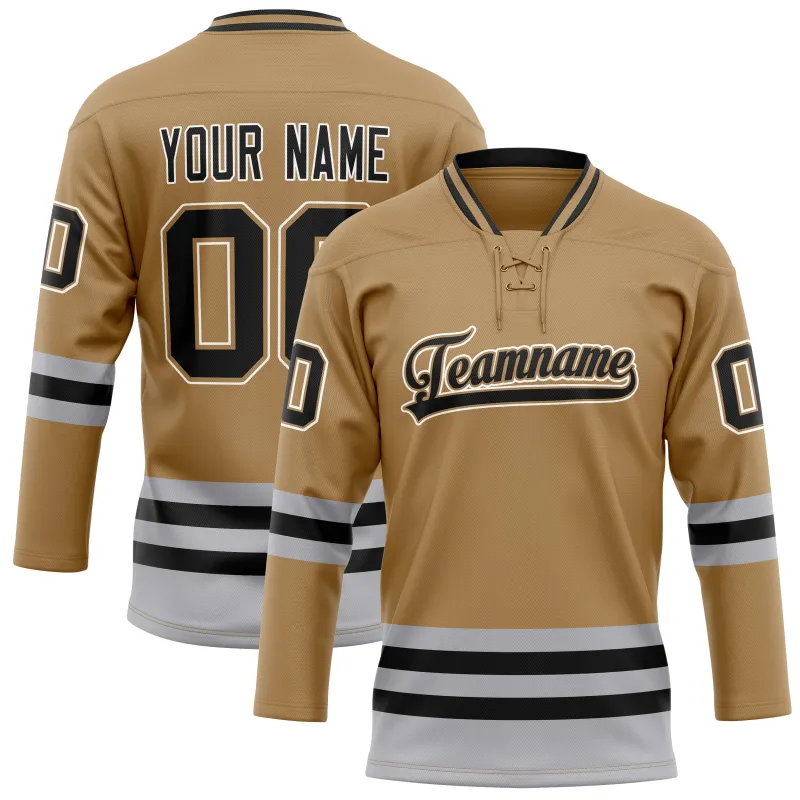 Custom Old Gold Black Solid Colour Hockey Jersey sold by Tailorly