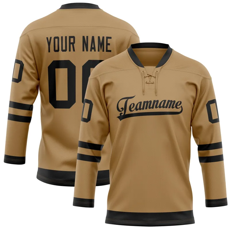 Custom Old Gold Black Solid Colour Hockey Jersey sold by Tailorly
