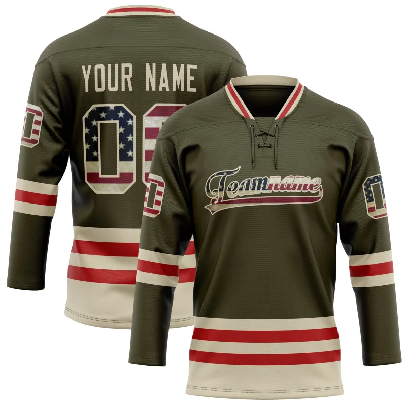 Custom Olive Cream Solid Colour Hockey Jersey sold by Tailorly