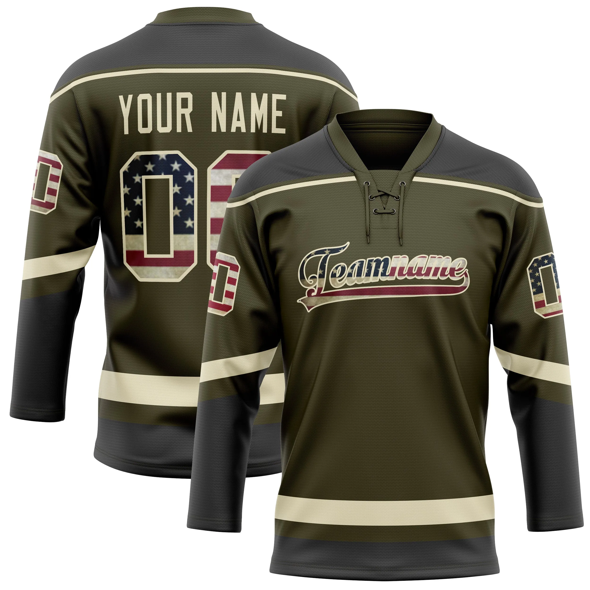 Custom Olive Cream Solid Colour Hockey Jersey sold by Tailorly