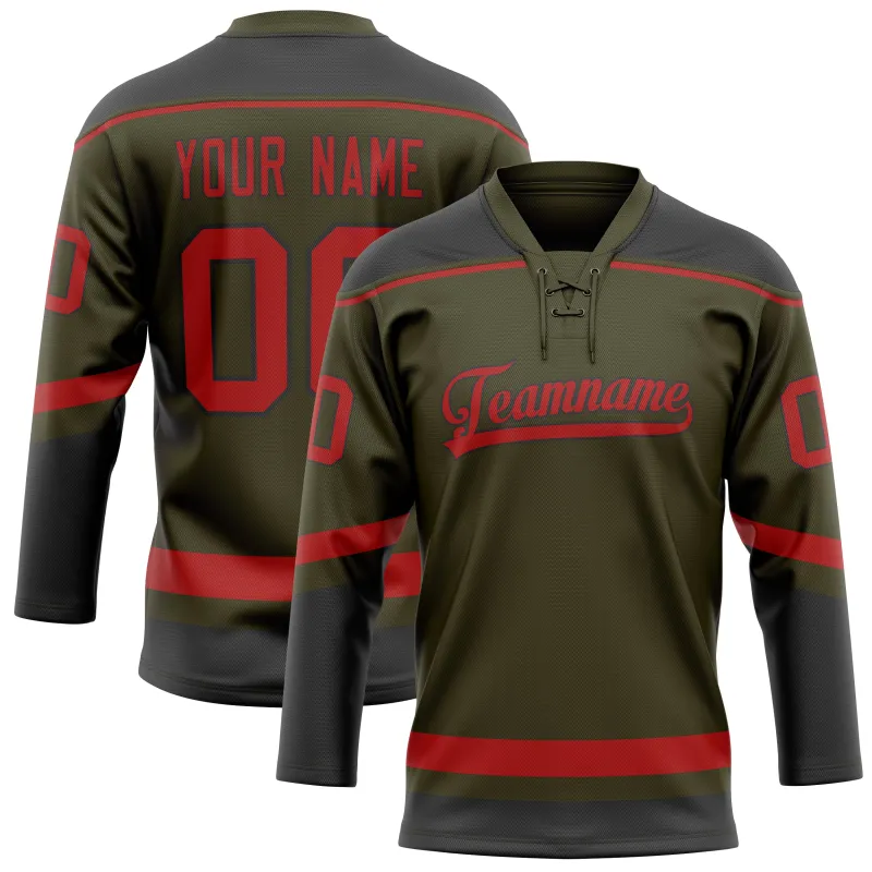 Custom Olive Red Solid Colour Hockey Jersey sold by Tailorly