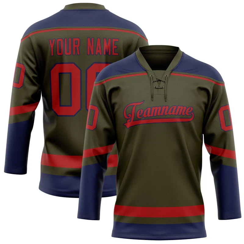Custom Olive Red Solid Colour Hockey Jersey sold by Tailorly