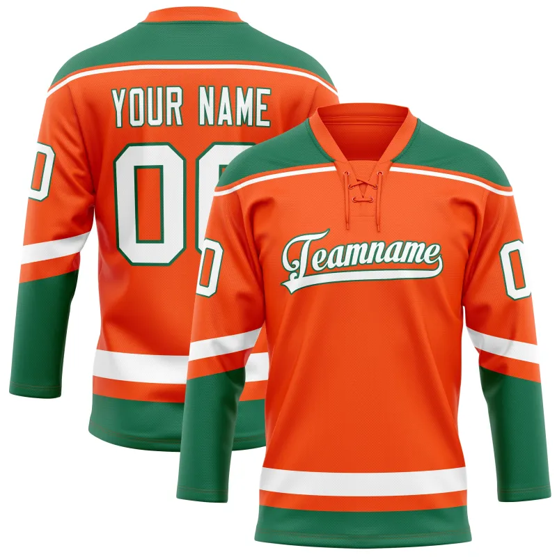 Custom Orange Kelly Green Solid Colour Hockey Jersey sold by Tailorly