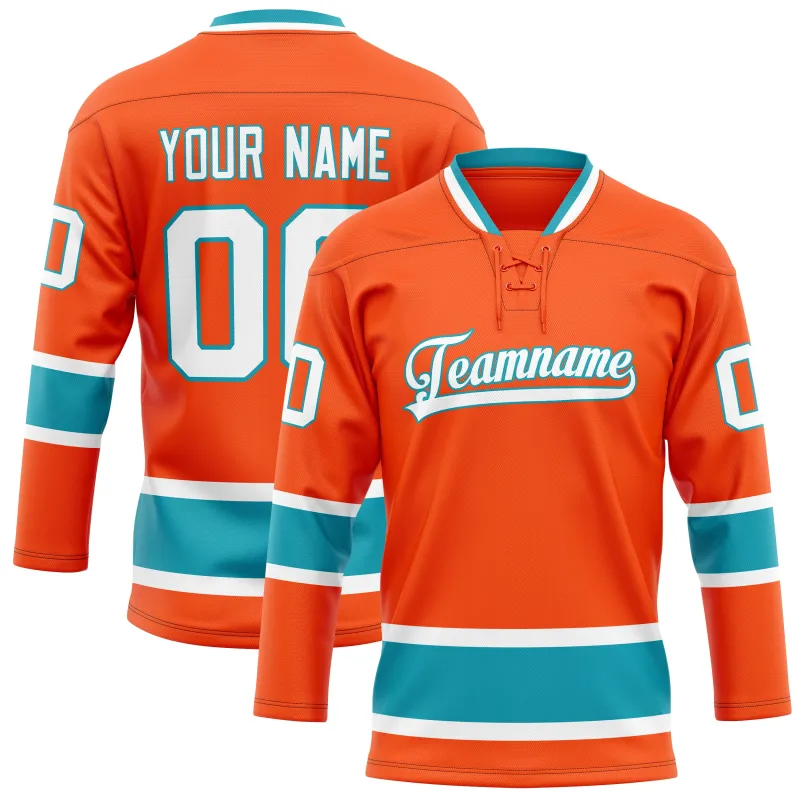 Custom Orange Teal Solid Colour Hockey Jersey sold by Tailorly