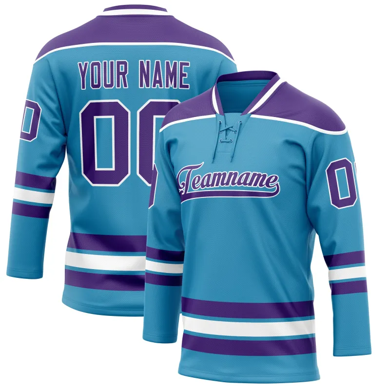 Custom Panther Blue Purple Solid Colour Hockey Jersey sold by Tailorly