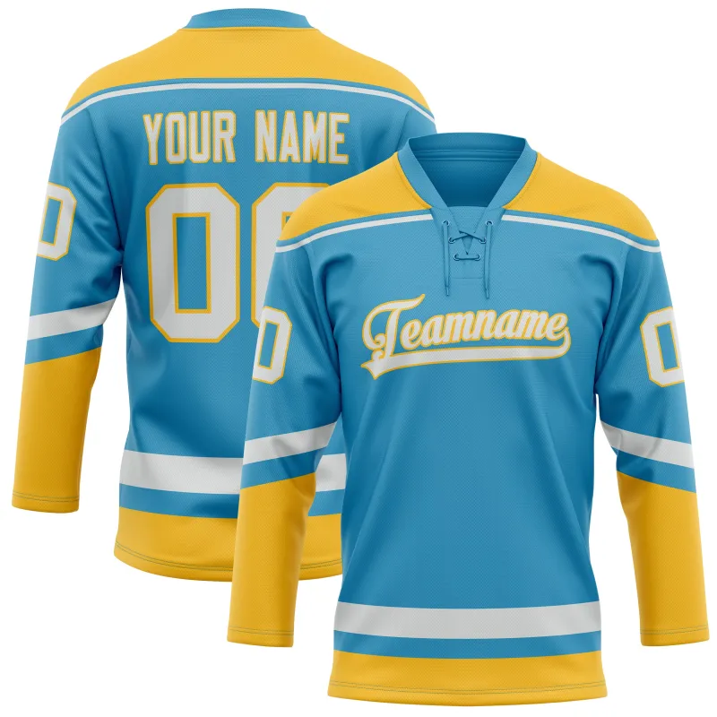 Custom Panther Blue Gold Solid Colour Hockey Jersey sold by Tailorly